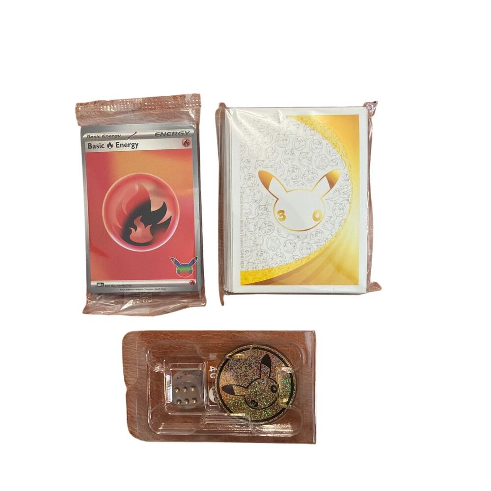 Pokémon TCG 30th Celebration Energy Card Pack Card Sleeves & Dice Coin Set